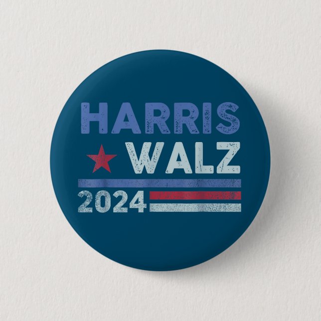 Chapa Redonda De 5 Cm Harris Waltz 2024 Elecciones Kamala Harris Navy Bl (Anverso)