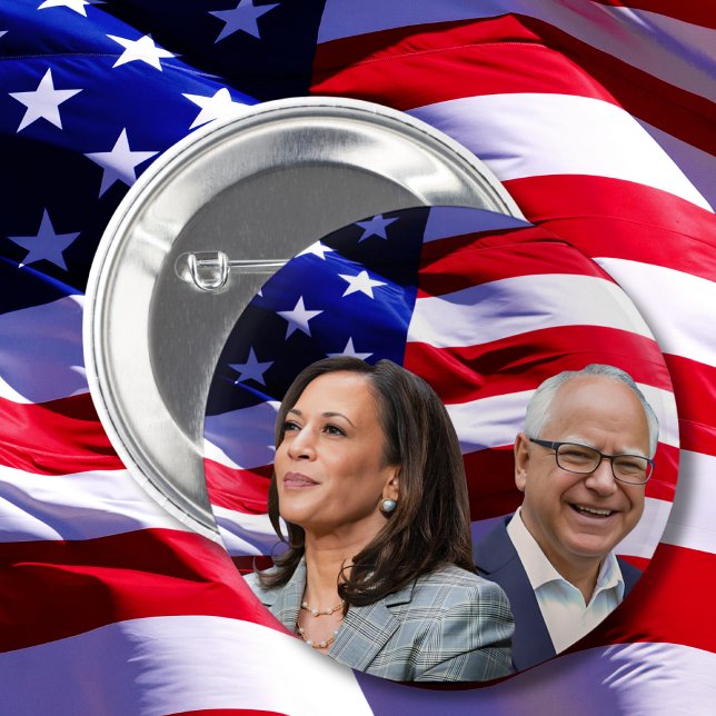 Chapa Redonda De 5 Cm Harris Waltz 2024 - Kamala Harris Tim Waltz (Subido por el creador)