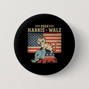 Chapa Redonda De 5 Cm Harris Waltz 2024 Vp Presidente Elección Gato Dive