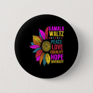 Chapa Redonda De 5 Cm Harris Waltz Peace Love Equality Hope Diversity