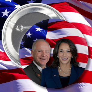 Chapa Redonda De 5 Cm Harris Waltz Photo 2024 - Kamala Harris Tim Waltz