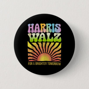 Chapa Redonda De 5 Cm Harris Waltz Por Un Brillante Mañana Kamala Harris