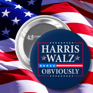 Chapa Redonda De 5 Cm Harris Walz 2024 Obviamente