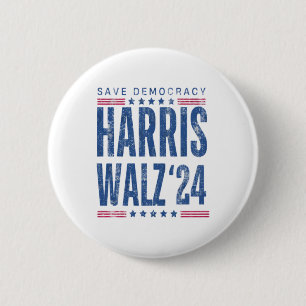 Chapa Redonda De 5 Cm Harris Walz 2024 Salvar la democracia