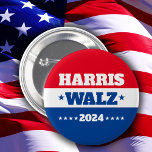Chapa Redonda De 5 Cm Harris Walz | Campaña Tim Walz 2024 Rojo azul<br><div class="desc">Campaña Harris Walz 2024 Rojo azul</div>
