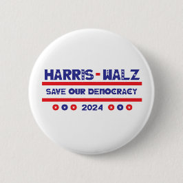 Chapa Redonda De 5 Cm Harris - Walz Save Our Democracy Button