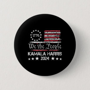 Chapa Redonda De 5 Cm Harris We The People I'm With Her Flag 1
