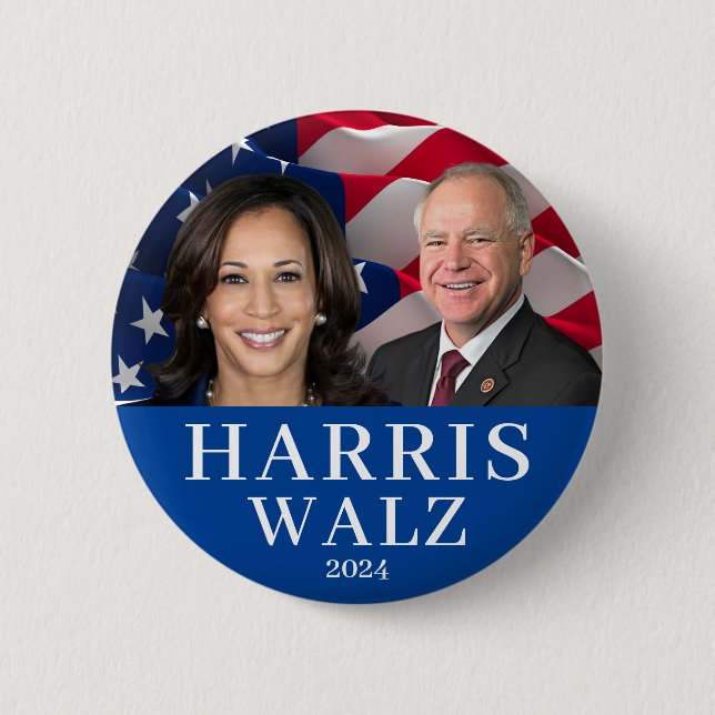 Chapa Redonda De 5 Cm Harris Wlaz 2024 Kamala Harris Tim Walz (Anverso)