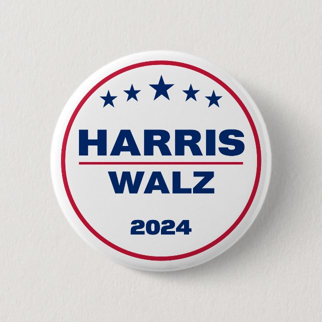 Chapa Redonda De 5 Cm Harris Wlaz 2024 Kamala Harris Tim Walz Elección (Anverso)