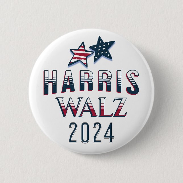 Chapa Redonda De 5 Cm Harris y Walz 2024 (Anverso)