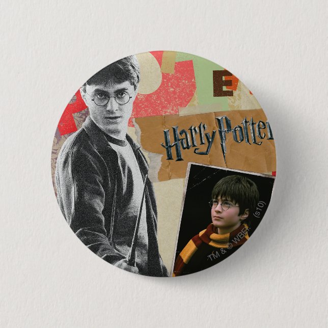 Chapa Redonda De 5 Cm Harry Potter entonces y ahora (Anverso)