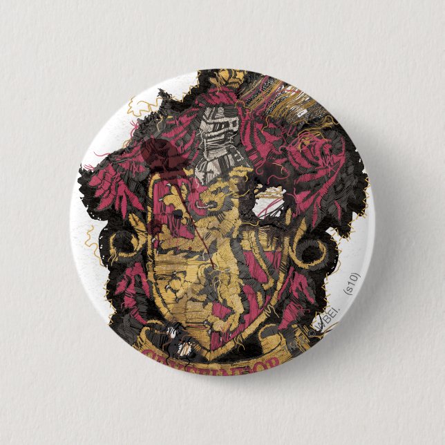 Chapa Redonda De 5 Cm Harry Potter | Escudo Gryffindor - Destruido (Anverso)