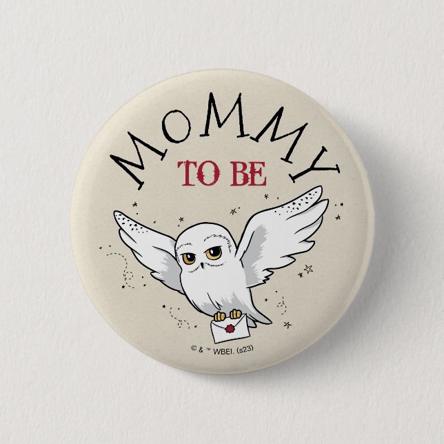 Chapa Redonda De 5 Cm Harry Potter | Hedwig Baby Shower Mami To Be (Anverso)