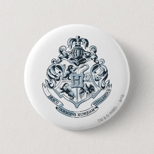 Chapa Redonda De 5 Cm Harry Potter   Hogwarts Crest - Azul
