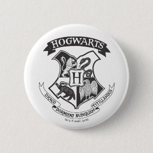 Chapa Redonda De 5 Cm Harry Potter   Retro Hogwarts Crest