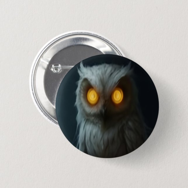 Chapa Redonda De 5 Cm Haunted Owl Button (Anverso y reverso)