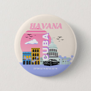 Chapa Redonda De 5 Cm Havana Cuba Travel Art
