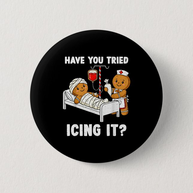 Chapa Redonda De 5 Cm Have You Tried Icing It Christmas Icu Nurse Ginger (Anverso)