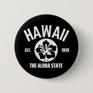 Chapa Redonda De 5 Cm Hawái El Estado Aloha Gráfico Antiguo del Estado