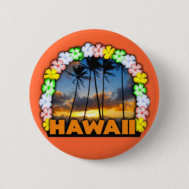 Chapa Redonda De 5 Cm Hawaiana Hawaii (Anverso)