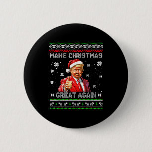 Chapa Redonda De 5 Cm Haz la Navidad Grande de Nuevo Funny Santa Trump 2