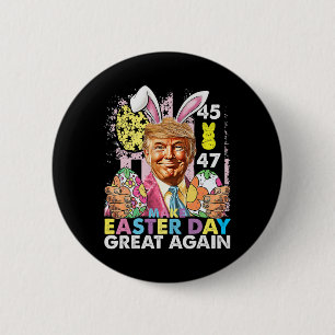 Chapa Redonda De 5 Cm Haz la Pascua Grande de Nuevo Funny Trump Bunny Pr