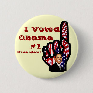Chapa Redonda De 5 Cm He votado, Barack Obama_