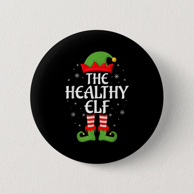 Chapa Redonda De 5 Cm Healthy Elf Xmas Familia Coincidiendo con Elf Squa (Anverso)
