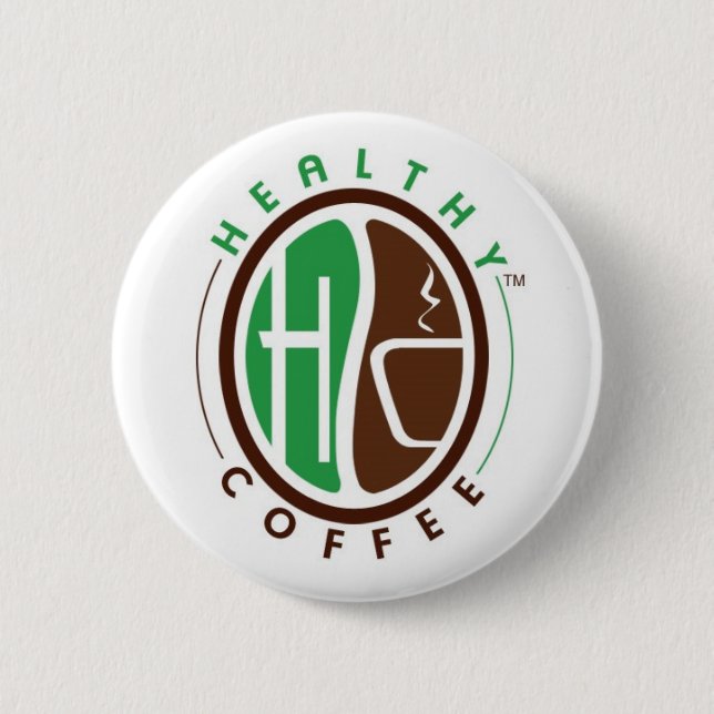 Chapa Redonda De 5 Cm HealthyCoffee calificó la insignia (Anverso)