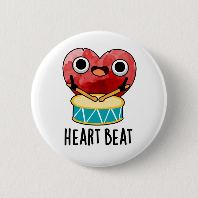 Chapa Redonda De 5 Cm Heart Beat Funny Heart Drummer Pun (Anverso)