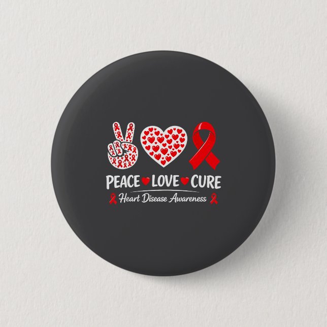 Chapa Redonda De 5 Cm Heart Disease Awareness  (Anverso)