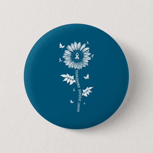 Chapa Redonda De 5 Cm Heart Disease Awareness Month  (Anverso)