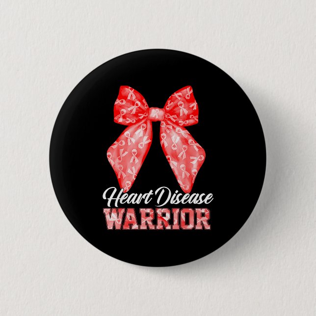 Chapa Redonda De 5 Cm Heart Disease Warrior Red Ribbon Heart Disease Awa (Anverso)