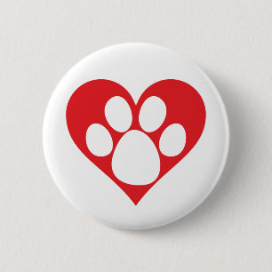 Chapa Redonda De 5 Cm Heart Dog Paw
