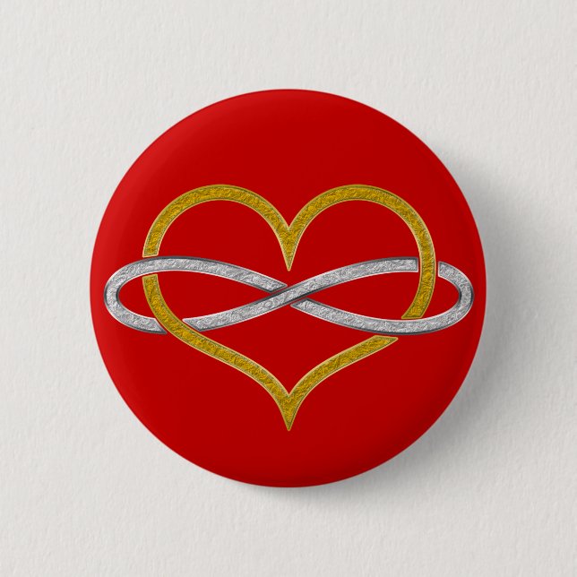 Chapa Redonda De 5 Cm Heart Infinity Gold Silver (Anverso)