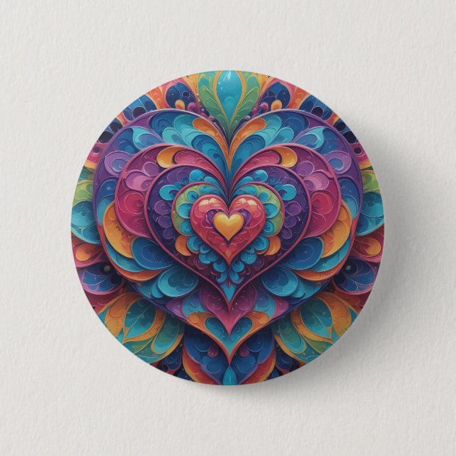 Chapa Redonda De 5 Cm Heart Mandala (Anverso)