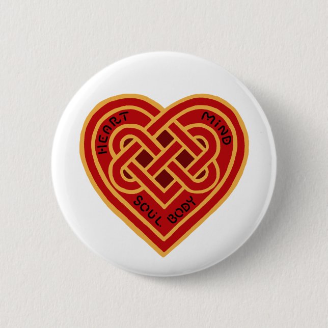 Chapa Redonda De 5 Cm Heart Mind Soul Body Celtic Knot (Anverso)