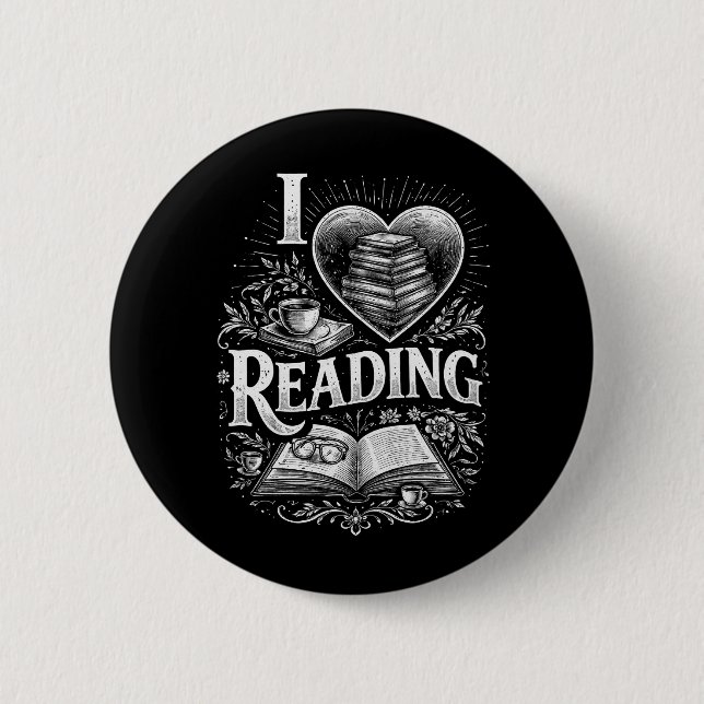 Chapa Redonda De 5 Cm Heart of a Book Lover (Anverso)