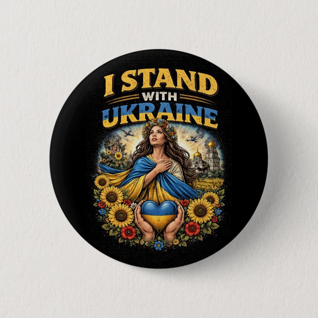Chapa Redonda De 5 Cm Heart of Ukraine (Anverso)