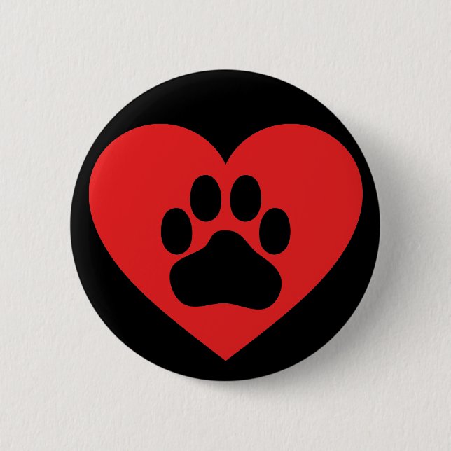 Chapa Redonda De 5 Cm Heart Paw Red (Anverso)