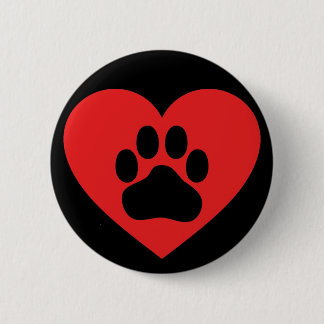 Chapa Redonda De 5 Cm Heart Paw Red