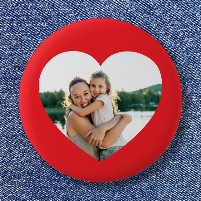 Chapa Redonda De 5 Cm Heart Photo Red (Heart Photo Red Button)