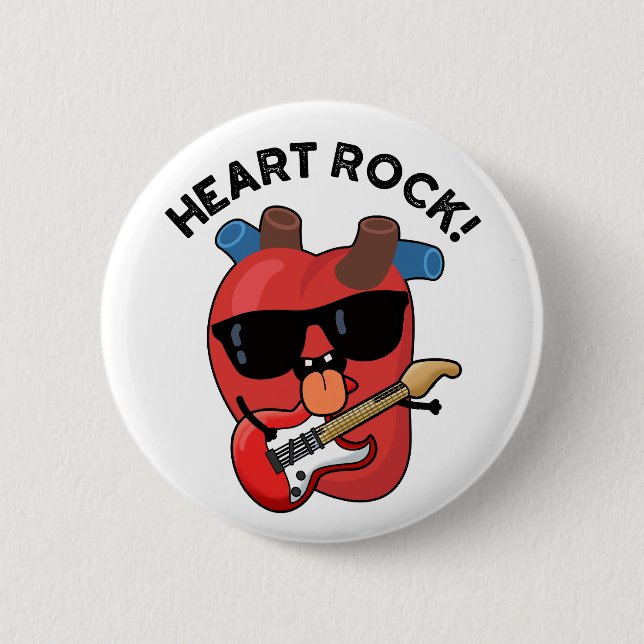 Chapa Redonda De 5 Cm Heart Rock Funny Music Pun (Anverso)