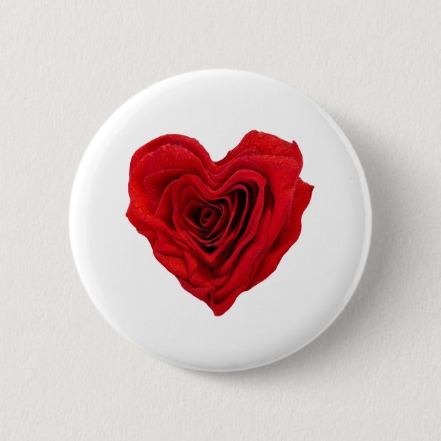 Chapa Redonda De 5 Cm Heart-Shaped Red Rose (Anverso)