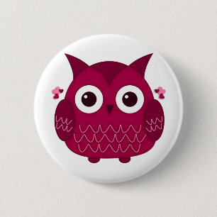 Chapa Redonda De 5 Cm Heart the Pink Owl