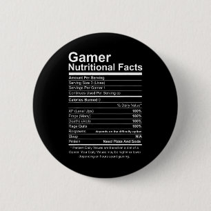 Chapa Redonda De 5 Cm Hechos Nutricionales Juego de Video Guay Gamer Fun