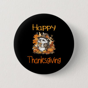 Chapa Redonda De 5 Cm Hedgehog Fall Acción de Gracias Feliz Día de Graci