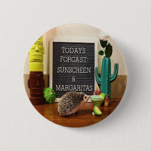 Chapa Redonda De 5 Cm Hedgehog Sunscreen y Margaritas