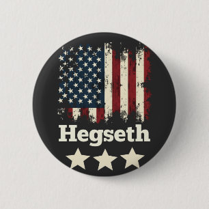 Chapa Redonda De 5 Cm Hegseth Trump Administración Bandera Americana