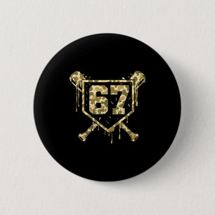 Chapa Redonda De 5 Cm Helado De Béisbol Goteo Camuflaje Número 67 Jugado